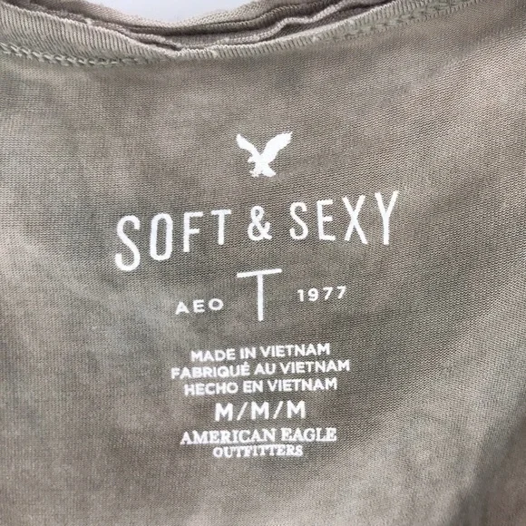 American Eagle Soft & Sexy High Low Lace Up Top Camo green - Picture 6 of 8